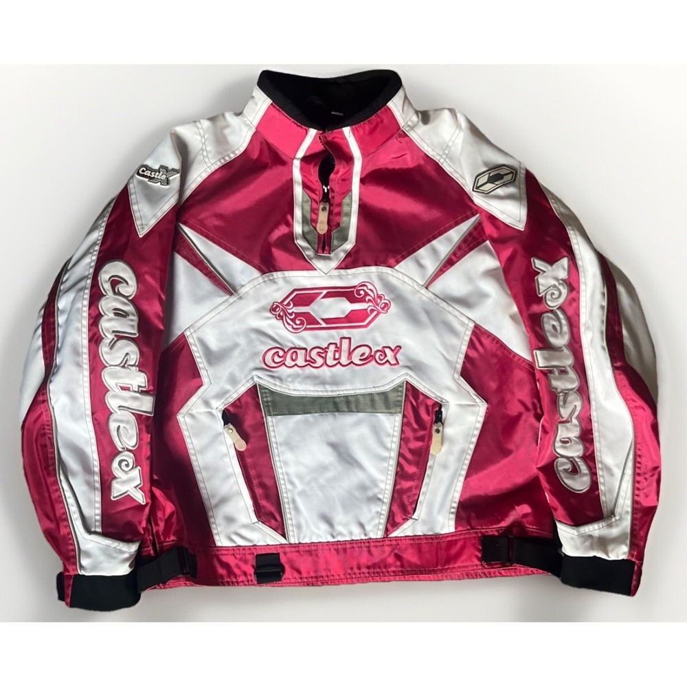 Castle X Racing Snowmobile 1/4 Zip Pullover Jacket Women's M Pink White‎ ❄️ EUC